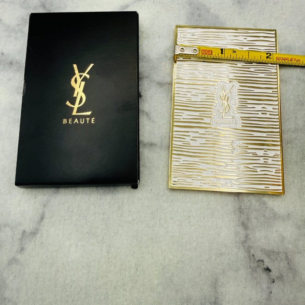 Yves Saint Laurent Holiday Mirror White Gold Logo Compact Travel Mirror-BOX-NEW - Picture 7 of 11